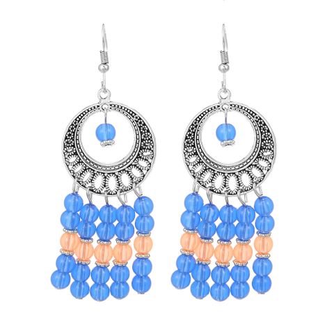 Vintage Style Geometric Alloy Hollow Out Pearl Beads Drop Earrings 1 Pair