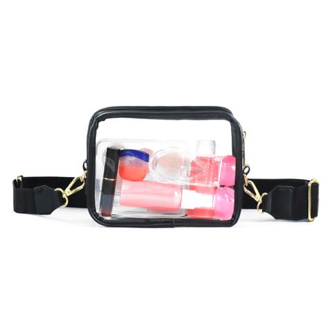 Women's Medium Pvc Solid Color Streetwear Transparent Square Zipper Crossbody Bag