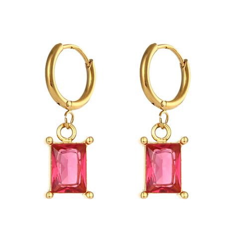 Fashion Square Stainless Steel Earrings Plating Zircon Stainless Steel Earrings