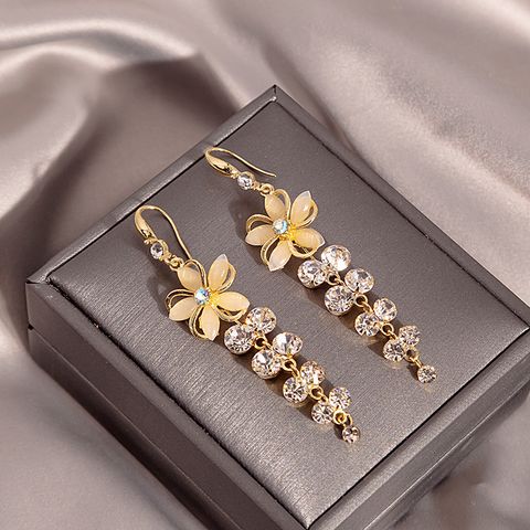 Fashion Flower Alloy Inlay Rhinestone Earrings