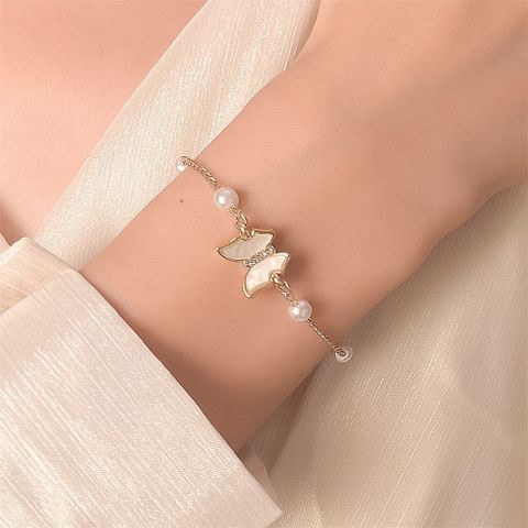 Sucré Papillon Perle D'imitation Alliage Bracelets 1 Pièce
