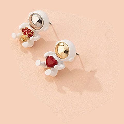 Spaceman Heart-shaped Rose Pendant Necklace Earrings Set Wholesale Nihaojewelry