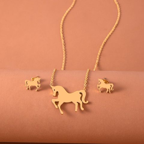 304 Stainless Steel Classic Style Plating Horse Jewelry Set