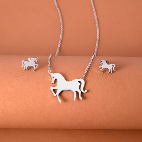 304 Stainless Steel Fashion Plating Horse Jewelry Set