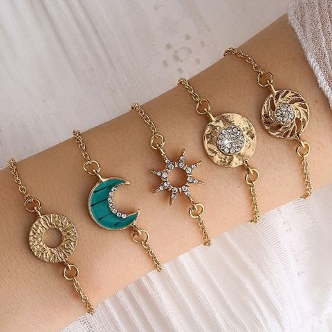 Fashion Sun Moon Alloy Diamond Rhinestone Bracelets 1 Set