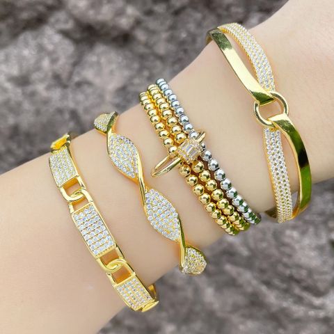 Mode Geometrisch Kupfer Armreif Vergoldet Zirkon Kupfer Armbänder