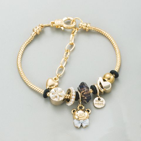 Cute Bear Bow Knot Alloy Rhinestone Pearl Plating Bracelets