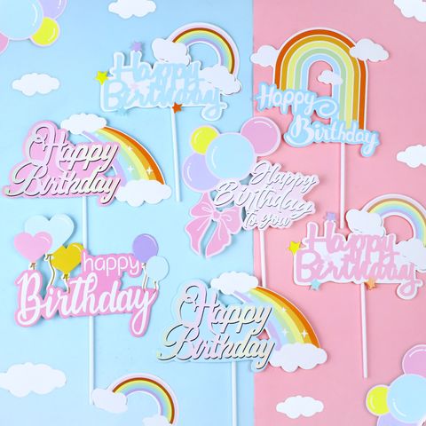 Letter Rainbow Paper Birthday Cake Decorating Supplies