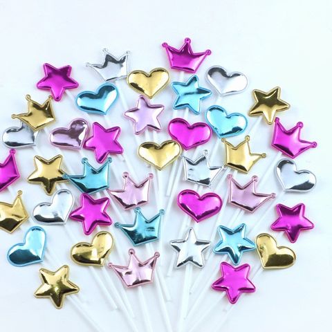 Star Heart Shape Crown Pu Leather Party Cake Decorating Supplies