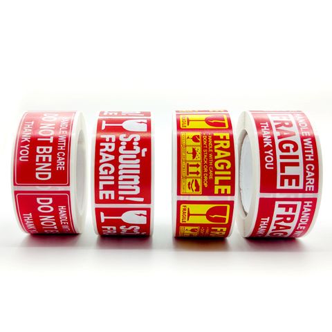 Red Warning Fragile Sticker Shipping Self-adhesive Labels Tape
