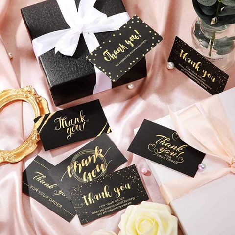 Coated Paper Simple Thank You Black Bronzing Card