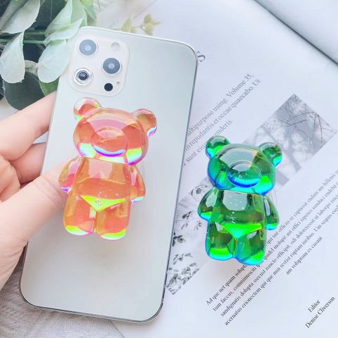 Colorful Electroplating Bear Cellphone Airbag Support Colorful Bear Desktop Air Cushion Fastened Ring Bracket Factory Bracket