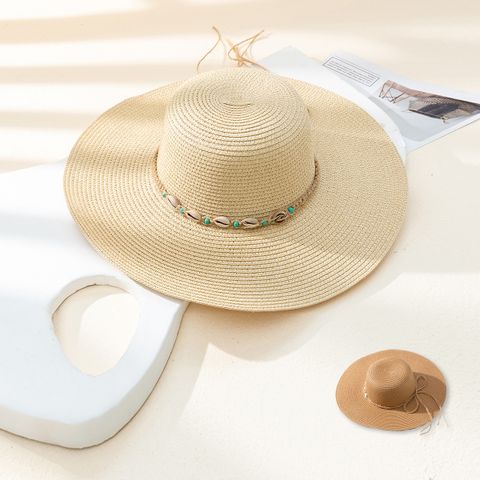 Women's Beach Shell Wide Eaves Straw Hat