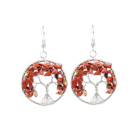 Ethnic Style Tree Alloy Plating Natural Stone Earrings