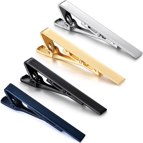 Tie Clip Copper Stainless Steel Electrophoresis Color Navy Blue Dark Blue Men's Silver Black And Golden Gift Box
