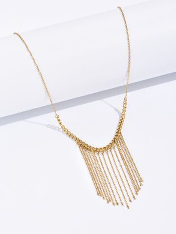 304 Stainless Steel 14K Gold Plated Formal Chain Tassel Tassel Pendant Necklace