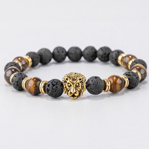 Simple Style Lion Natural Stone Beaded Bracelets
