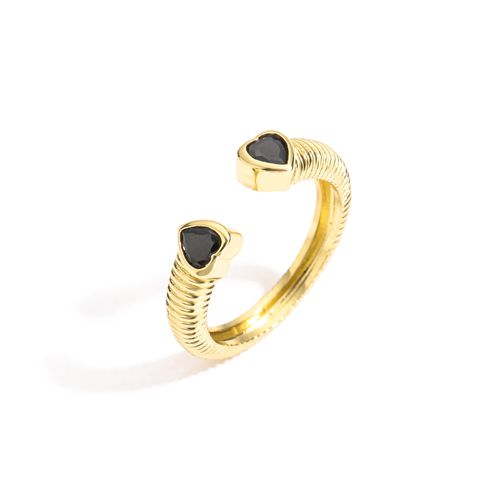 Fashion Heart Shape Copper Rings Inlay Zircon Copper Rings