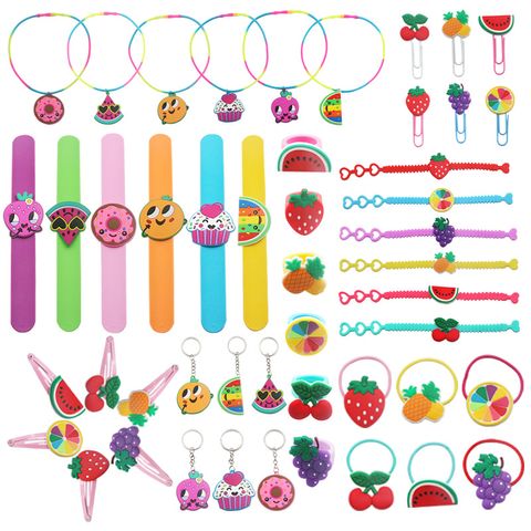 Cartoon Style Fruit Plastic Epoxy Rings Bracelets