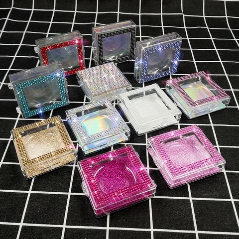 Transparent Square Box With Diamond False Eyelash Box