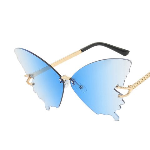 Women's Fashion Butterfly Resin Butterfly Frame Frameless Sunglasses