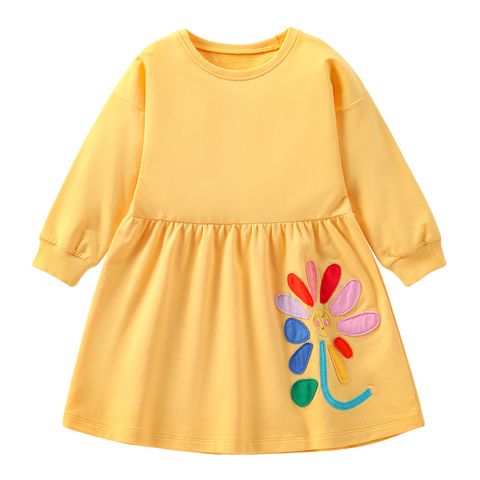 Mode Blume 100% Baumwolle Normales Kleid Über Dem Knie Baby Kleidung
