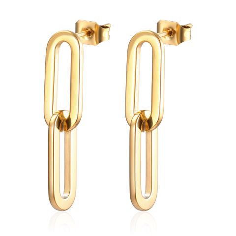 Simple Style Geometric Titanium Steel Drop Earrings Gold Plated Stainless Steel Earrings