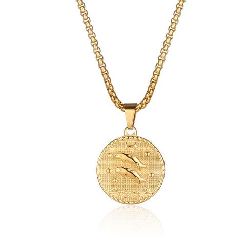 Fashion Constellation Titanium Steel Pendant Necklace Gold Plated Stainless Steel Necklaces
