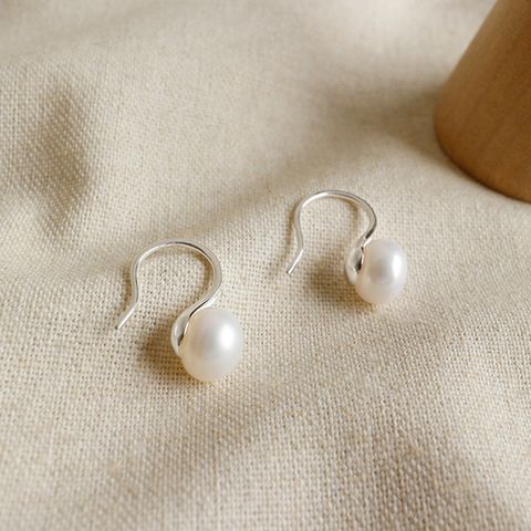 Fashion Solid Color Sterling Silver Earrings Pearl 925 Silver Earrings