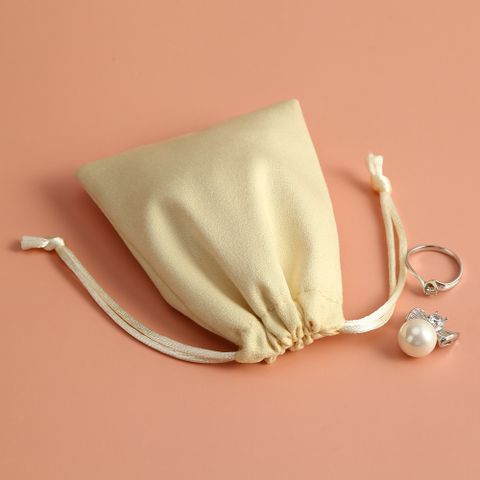 Simple Style Solid Color Faux Fur Drawstring Jewelry Packaging Bags