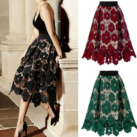 Women's Skirt Casual Lace Flower Midi Dress Daily