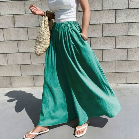 Women's Daily Casual Solid Color Ankle-length Wide Leg Pants