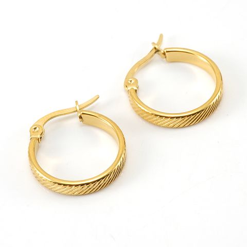 Fashion Round Stainless Steel Hoop Earrings Gold Plated Stainless Steel Earrings