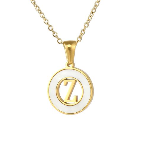 Simple Style Letter Stainless Steel Pendant Necklace Plating Hollow Out Shell Stainless Steel Necklaces