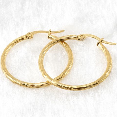 Simple Style Circle Gold Plated Stainless Steel Earrings