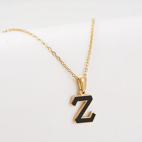 Simple Style Letter Stainless Steel Pendant Necklace Gold Plated Stainless Steel Necklaces