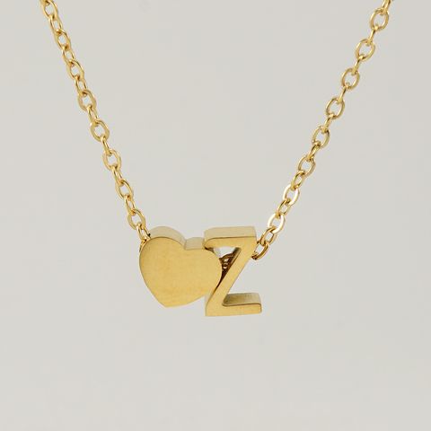 Fashion Letter Heart Shape Titanium Steel Pendant Necklace Gold Plated Stainless Steel Necklaces