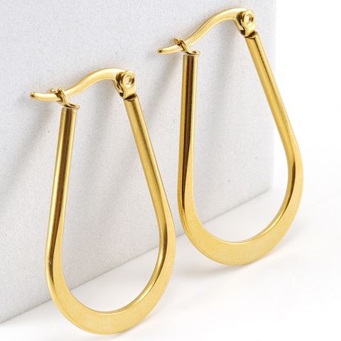 Simple Style Geometric Plating Metal Titanium Steel Hoop Earrings