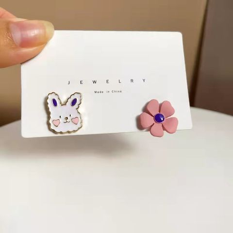 Fashion Rabbit Alloy Flowers Ear Clips Ear Studs 1 Pair