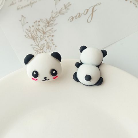 Cute Panda Synthetic Resin Ear Studs