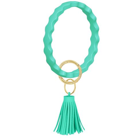 Simple Style Solid Color Silica Gel Tassel Bangle