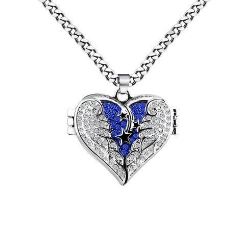 Fashion Heart Shape Copper Pendant Necklace Inlay Artificial Diamond Copper Necklaces