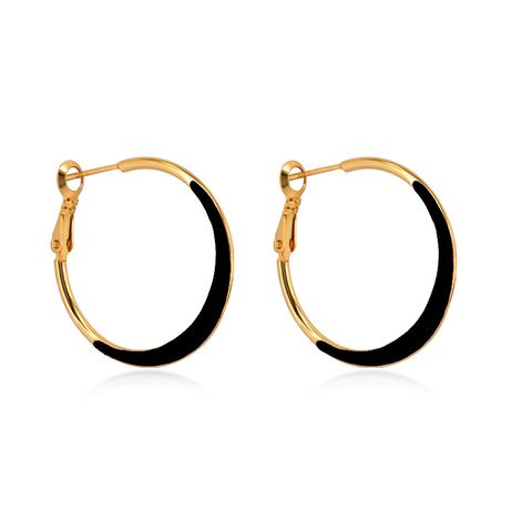 Simple Style Geometric Copper Hoop Earrings Enamel Copper Earrings