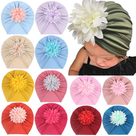 Children Unisex Solid Color Flower Pleated Baby Hat