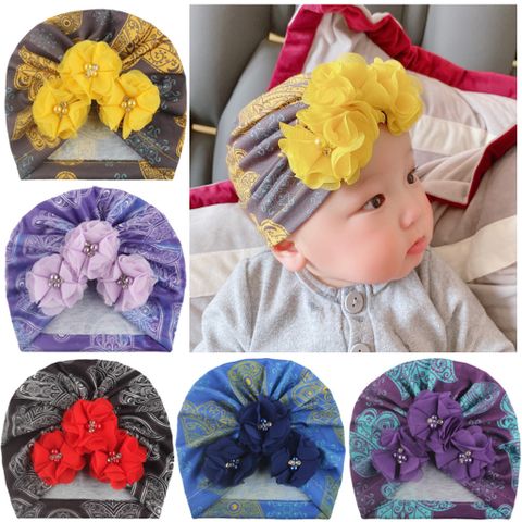 Children Unisex Fashion Flower Pearl Diamond Baby Hat
