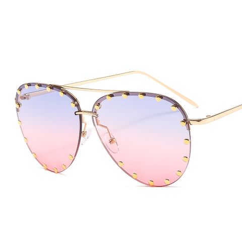 Unisex Fashion Solid Color Pc Round Frame Half Frame Sunglasses