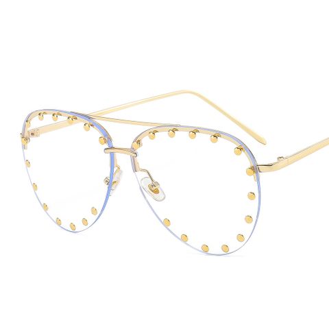 Unisex Fashion Solid Color Pc Round Frame Half Frame Sunglasses