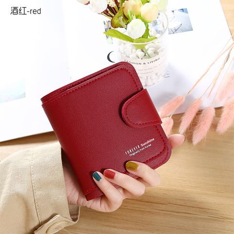 Women's Spring&summer Pu Leather Solid Color Vintage Style Square Zipper Buckle Small Wallet