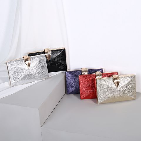 Red Purple Black Pu Leather Leaves Square Evening Bags