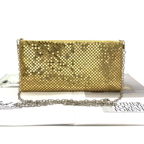 Gold Silver Metal Geometric Solid Color Square Evening Bags